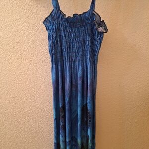 Ella Vibrant Blue Patterned Dress